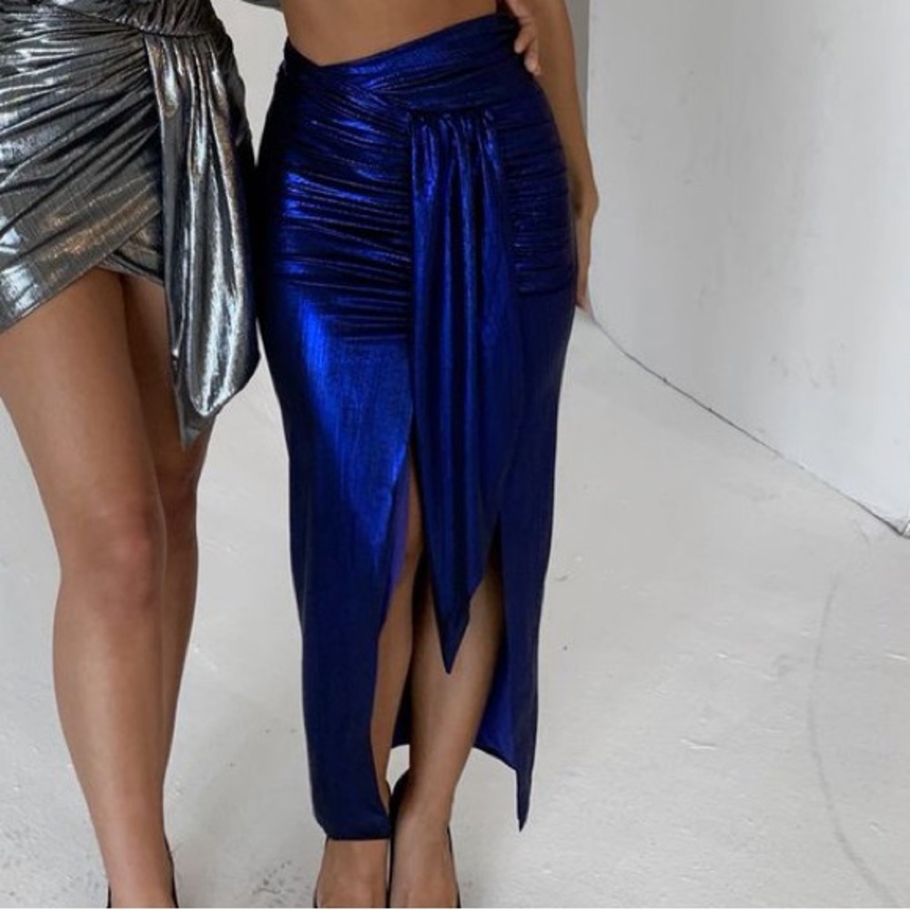 House of CB FLORINDA Metallic Blue Skirt